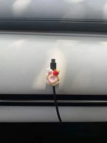 3pcs/6pcs Cute Strawberry Flower Cable Organizer, 3D Cartoon Rabbit Design, Sweet Colors, DIY Adhesive Backing, Easy Storage For Car Charging Cables, Prevents Cable Tangling, Compact Space-Saving, Car Interior Cable Management, Practical And Stylish Car Accessory - Multicolor - View 5
