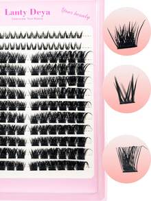 Black Mixed Length Natural Fluffy DIY Eyelash Clusters, Single Cluster False Eyelashes For Home Use - D - View 2