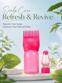 CTZIHGAO Applicator Comb Hair Care Shampoo Bottle, Convenient And Quick Application, Precise Scalp Massage, Designed For Hair Essence, Professional Hair Care Set, Includes Root Comb, Oil Applicator, Dyeing Shampoo Bottle And Soft Scalp Massage Comb, Essential Home Root Comb Applicator And Brush, Ideal For Back To School Season - Pink - View 5
