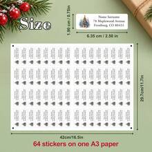 LICVIC Custom Christmas Address Labels Stickers, Personalized Watercolor Tree & Sleigh Holiday Mail Seals, Envelope Labels And Stickers, Customized Name & Text Return Address Labels, Customizable Gift Package, Card, Party Favor Sticker For Christmas Gifts - Style a - View 2