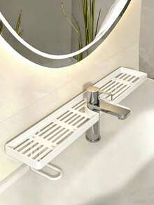 Faucet Storage Rack, Drill-Free Sink Organizer Shelf, Bathroom Vanity Storage Rack, Faucet Draining Storage Rack, Bathroom Countertop Organizer Shelf, Sink Faucet Storage Rack, Drill-Free Bathroom Storage Rack, Iron Draining Storage Rack, Faucet Storage Organizer Rack, Bathroom Toiletries Storage Rack - Multicolor - View 5