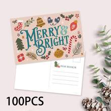 Invites Merry & Bright Christmas Postcards Holiday Greetings - Cute Illustrated Post Cards For Winter - 50 Count - View 10
