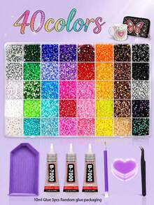 Diamond Setting Kit, 48,000-15,000 Y2K Resin Jelly-Like Flat-Bottomed Rhinestones, 48 Colors, 3mm Rhinestone Setting Kit, Includes 3 Bottles Of B7000 Glue And Tools, Suitable For DIY Diamond Painting Crafts. - Rhinestones - View 22