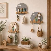 Wooden Wall-Mounted Hook Rack, No-Drill Entryway Key Storage Rack, Modern Minimalist Nordic Style Coat & Hat Rack, Space-Saving Wall Storage Rack, Suitable For Jackets, Hats, Bags, Keys, Towels, Bedroom, Hallway, Bathroom, Mudroom, Creative Christmas Gift - View 2