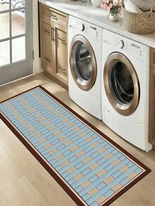 1pc Geometric Grid Patchwork Diatomaceous Earth Kitchen Mat, 3.5mm Thick, Cuttable, Luxury Absorbent Cushioning, Suitable For Kitchen Carpet, Bathroom Mat, Outdoor Garden Decor And Multiple Scenarios - Multicolor - View 10