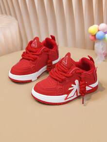 1 Pair Fashionable Sports Skateboard Shoes, Versatile Daily Wear, Breathable, Lightweight, Casual Sports - Red - View 3