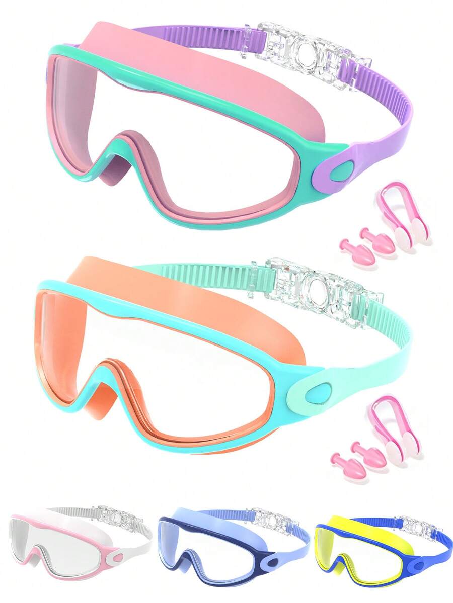 1/2pcs Kids Swimming Goggles, Suitable For Children Aged 3-15, Leak-Proof Function, Anti-Fog Design, Applicable For Swimming Pool, First Day Of School - Multicolor - View 1
