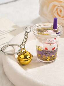 Milk Tea Cup Fudge Keychain, Creative Lucky Cat Acrylic Pendant, Girls' Bags, Car Keychain Small Gifts, Bag Charms, Squishy, Party Favors, Trinkets - Multicolor - View 16