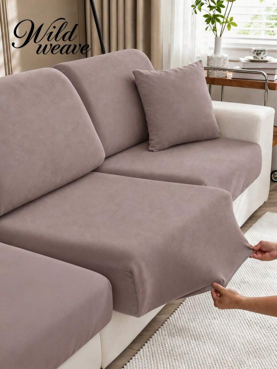 1pc Minimalist Modern Elastic Sofa Cover, Made Of Polyester Fiber, Machine Washable, Dust-Proof, All-Season Use, Removable And Washable Cap-Style Sofa Seat Cushion Cover