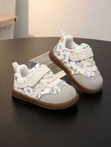 1 Pair Girls Lace Trim Lace-Up Shoes, Soft Sole Toddler Walking Shoes, Casual Sneakers For Spring And Autumn - Beige - View 6