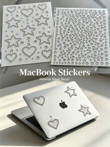 1pc/1set Silver 3D Rhinestone Decorative Stickers, Hollow Heart, Star, Small Round Diamond Combination Pattern, Sparkling Silver Diamond Texture, Self-Adhesive Backing, Comes With Exclusive Tweezers, Suitable For Phone Cases, Water Bottles, Gift Boxes, Handmade Crafts Surface DIY Decoration - Diamond Style - View 4