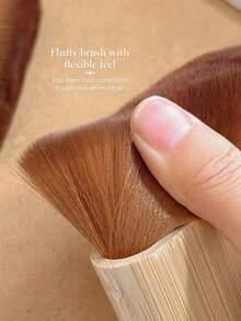 1pc Large Bamboo Handle Nail Brush, Nylon Bristle Manicure Dust Removal Brush, Nail Cleaning Tool, Used For Removing Dust And Makeup Residue - Brown - View 6