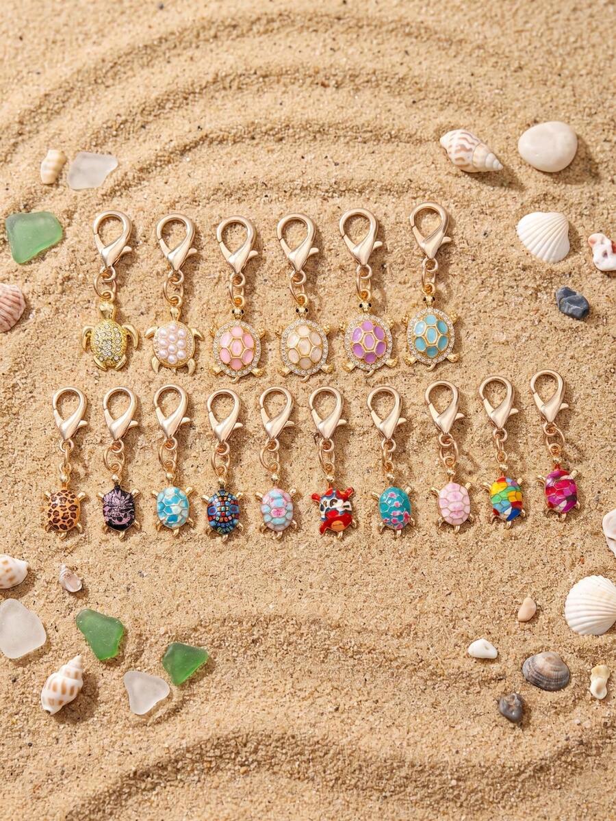 Fashion Mini Set Rhinestone Turtle Keychain Bag Accessory, Premium Turtle Bag Charm, Keychain Pendant, Exquisite Small Shoulder Bag Charm, Phone Charm Car Key Chain And Backpack Charm, School Graduation Gift - Multicolor - View 1