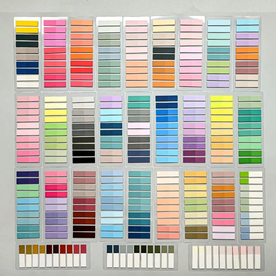 30pcs/6000 Sheets, 18pcs/3600 Sheets, 12pcs/2400 Sheets Sticky Notes Index Tabs Labels PET Material Semi-Transparent Plastic Waterproof Sticky Notes Color Series Marker Tabs Student Textbook Note-Taking Tabs With Ruler Reading Book Message Tabs School Back-To-School Supplies Office Document Tabs - one-size - View 1