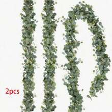 Artificial Eucalyptus Garland Fake Green Leaf Vine Wedding Arch Wall Home Decor - Green - View 15