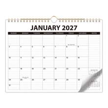 2027 極簡風壁掛日曆，12個月大格月曆，寬敞書寫空間 + 備忘錄記錄區，居家辦公行程規劃桌面壁掛日曆 - 單色-B - 查看 1