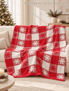 Personalized Christmas Snowflake Plaid Throw Blanket With Custom Name Embroidery, Sofa And Bedroom Decor For Reading And Relaxing At Home, Christmas Gift For Mom, Dad And Grandparents - Multicolor - View 10
