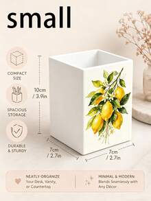 1pc Abstract Watercolor Lemon Branch Multi-Functional Storage Organizer Box - Tableware Storage Box, Desktop Organizer (Suitable For Storing Tableware, Straws, Tea Bags, Pens, Remote Controls); Compact And Space-Saving, Suitable For Kitchen, Office, Living Room (Please Note The Size Before Ordering) - Multicolor - View 10