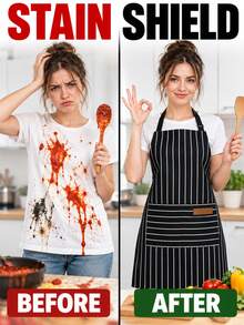 Adjustable Bib Apron With Pockets, Waterproof And Oil-Resistant Cooking Apron, Unisex Chef Apron, Suitable For Home Cooking, Baking, Grilling, Coffee Bar Accessories, Home Decor, Party, Baking Supplies, Equipment, Wedding, Apartment Kitchen Essentials - Multicolor - View 4