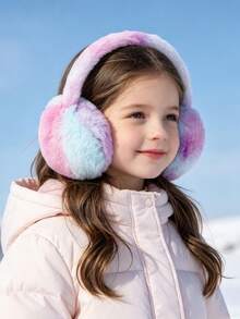 1pc Children's Colorful Tie-Dye Plush Windproof Warm Cute Earmuffs Suitable For Outdoor Travel And Daily Use - Multicolor - View 2