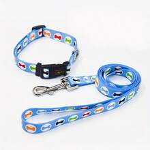 Collar And Leash Set, Printed Dog Leash Set For Small And Medium-Sized Teddy, Pomeranian Pets - Baby Blue - View 10