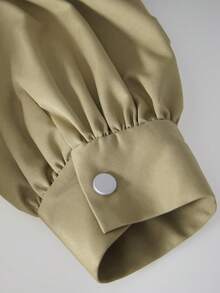 Khaki Belted Cropped Utility Jacket - Khaki - View 7