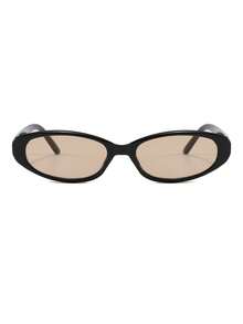 1 Pair Men's Black Oval Minimalist Solid Color Retro Street Style Fashion Glasses - Black - View 3