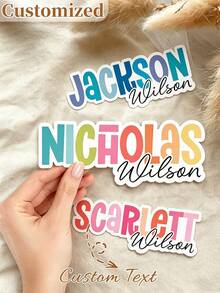 Custom Name Stickers, Personalized Stickers, Waterproof & Scratch-Resistant, Hollow Effect, Suitable For Cups, Personal Items, Lunch Boxes, Books, Computers, Phones, Coffee Mugs, Phone Cases, Ceramic Cups, Water Bottles - Multicolor - View 4