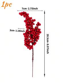 50Pcs Artificial Red Berry Branches, Realistic Plastic Holly Berry Stems For Christmas Tree Decor, Holiday Craft, Wedding Centerpiece And Home Decoration - Red - View 6