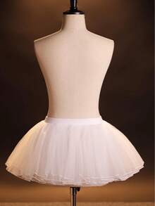 1pc White Girls Ballet Tulle Short Underskirt (Petticoat/Tutuskirt) For Dance Performance, Matching Skirts - White - View 3