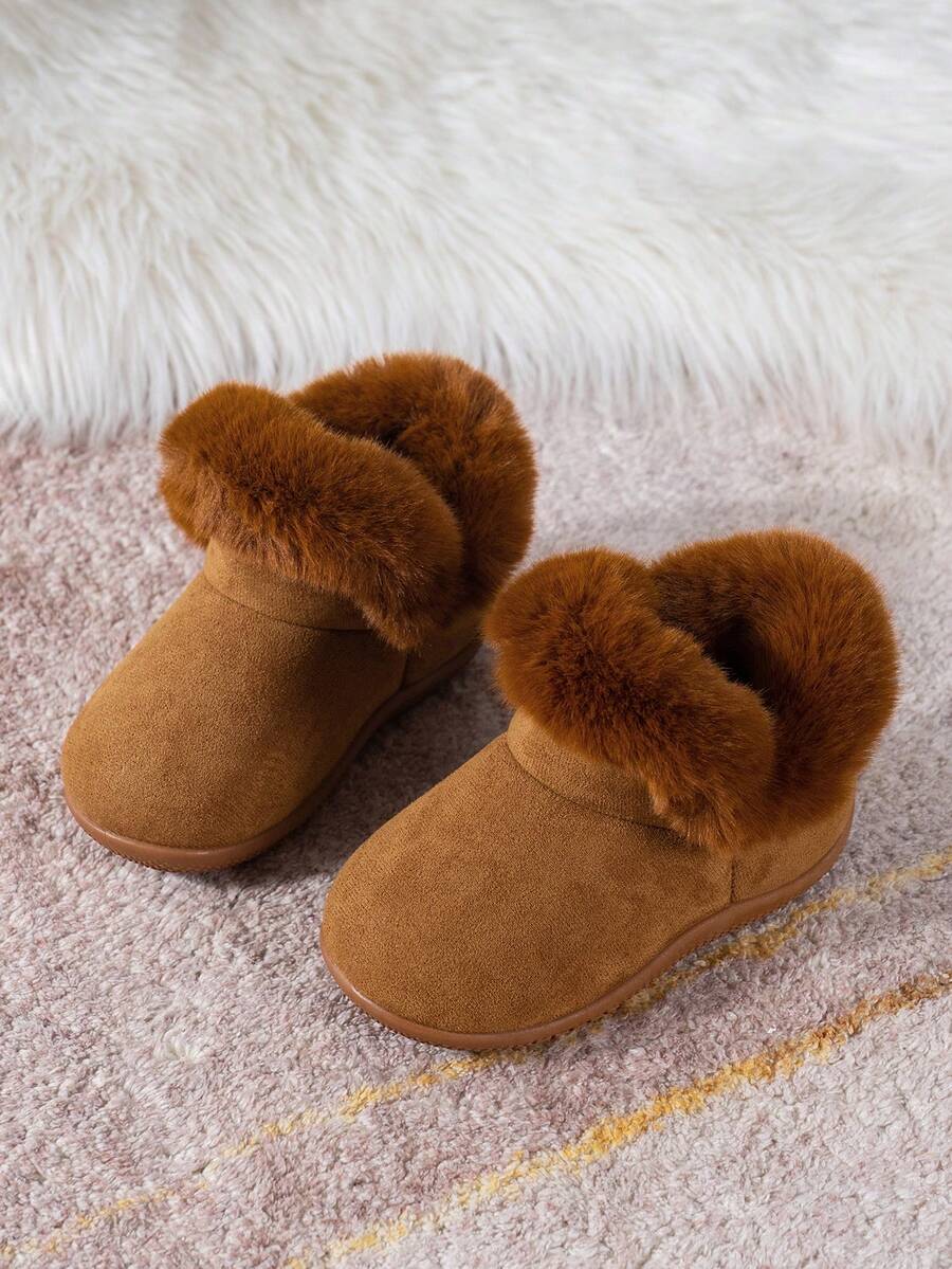 1 Pair Infant Shoes, Autumn/Winter Warm Thick Boots, Suitable For Indoor Non-Slip Walking, Soft Flat Bottom Infant Shoes