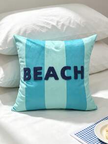 1 buah Sarung Bantal Bergaris Biru Ins, Bantal Hias Bordir Huruf, Sarung Bantal Sofa Minimalis Modern, Lembut & Nyaman, Sarung Bantal Dekoratif untuk Sofa, Sandaran Kepala Tempat Tidur, Dapat Dicuci dengan Mesin, Isian Bantal Tidak Termasuk - Baby Blue - View 5