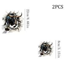 1/2/3pcs Black Bull Animal Pattern Heat Transfer Sticker | DIY Heat Transfer Decal Suitable For T-Shirts, Loose Sweatshirts, Women Casual Tops, Canvas Bags, Fabric Pillows Printing. - Multicolor - View 8