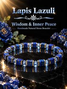 Casual Style Lapis Lazuli 6mm Cube Bead Bracelet, Symbolizing Wisdom And Inner Peace, Handmade Natural Stone Spiritual Jewelry, Suitable For Daily Wear - Multicolor - View 1