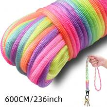 600/1500cm 4mm Fluorescent Rainbow Rope 7-Core Segmental Dye Light Rainbow Edge Handcraft Clothing Accessory - Multicolor - View 11