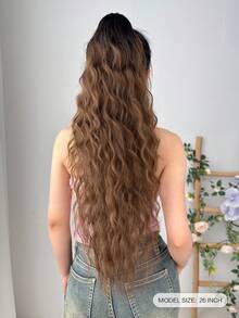 HEYPINK Clip-In Ponytail Hair Extensions, Gradient Color, 26 Inch Long, Water Wave, Heat-Resistant Synthetic Fiber Hair Pieces, Suitable For Women And Girls, Party And Daily Wear - Ombre - View 3