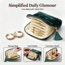Velvet Travel Jewelry Bag - Portable Zipper Dust-Proof Storage Pouch - Suitable For Rings, Earrings And Bracelets - Soft And Organized Storage Bag - Multicolor - View 3