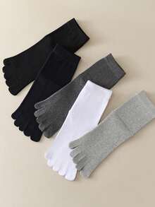 chuanwa(2) Women Solid Color Five Toe Socks Breathable Sweat Wicking Mid Crew Toe Separated Socks Casual Five Finger Socks Suitable Multi Colors Available - Multicolor - View 6