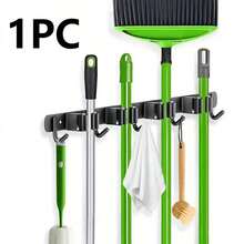 Wall-Mounted Mop And Broom Storage Rack, Wall-Mounted Garage Storage Rack, Cleaning Supplies Storage Rack, Multi-Compartment Garden Tool Storage Rack, Heavy-Duty Multi-Function Hanging Rack, Suitable For Yard Storage - Multicolor - View 14