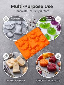 Halloween Silicone Cake Mold, Pumpkin Bat Skull Shaped Silicone Candy Chocolate Mold, Suitable For DIY Cookies, Soap, Candy, Gummy, Chocolate Mold, Ice Cream Tray, Kitchen DIY Baking Tools - Multicolor - View 4