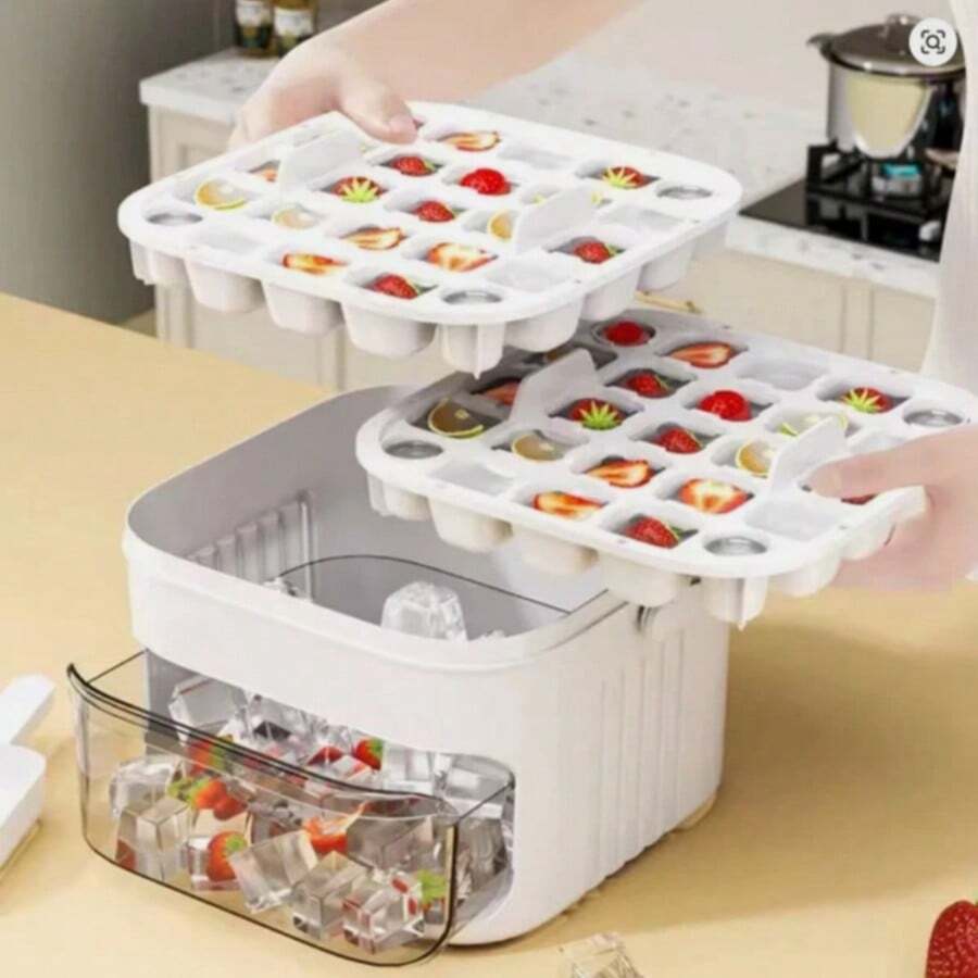 Portable Ice Maker With One-Touch Press Double Layer 50 Ice Cube Maker UK - A - View 1