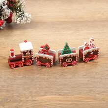 Wooden Christmas Mini Train Decoration, Holiday Gift, Wooden Craft Ornament, Suitable For Window Display And Home Decor - Multicolor - View 5