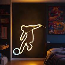 1pc LED Soccer Action Pattern Neon Light Bar Wall Scene Decor Hanging Lamp Battery/USB Powered Romantic Fairy Light Home Holiday Birthday Party Bedroom Room Decoration - Football Neon Sign - View 8