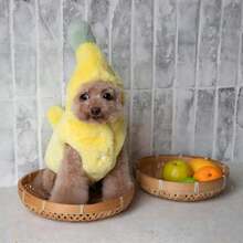 1pc Pet Hoodie, Banana Design, Thick Warm Fleece Jacket For Autumn/Winter, Suitable For Dogs And Cats, Cute Hooded Pet Loungewear, Pet Holiday Gift - Yellow - View 4