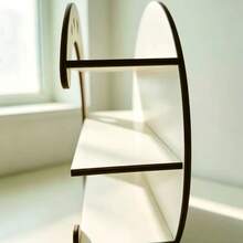 Moon-Shaped Wooden Storage Rack, Heart Hollow Multi-Layer Desktop Organizer, Cosmetic & Jewelry Display Stand - Multicolor - View 2