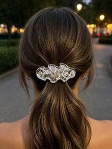 1pc Metal Texture Hair Barrette For Women, Irregular Wavy Wave Spring Hair Clip,For Half Up Elegant Hair Accessories For Daily Party Wedding - Multicolor - View 1