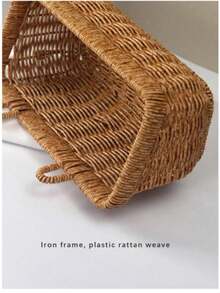 Wall Hanging Storage Basket Container Decorative Basket Hand Woven Kitchen Storage Basket For Garden Flower Pot Living Room - Brown - View 10