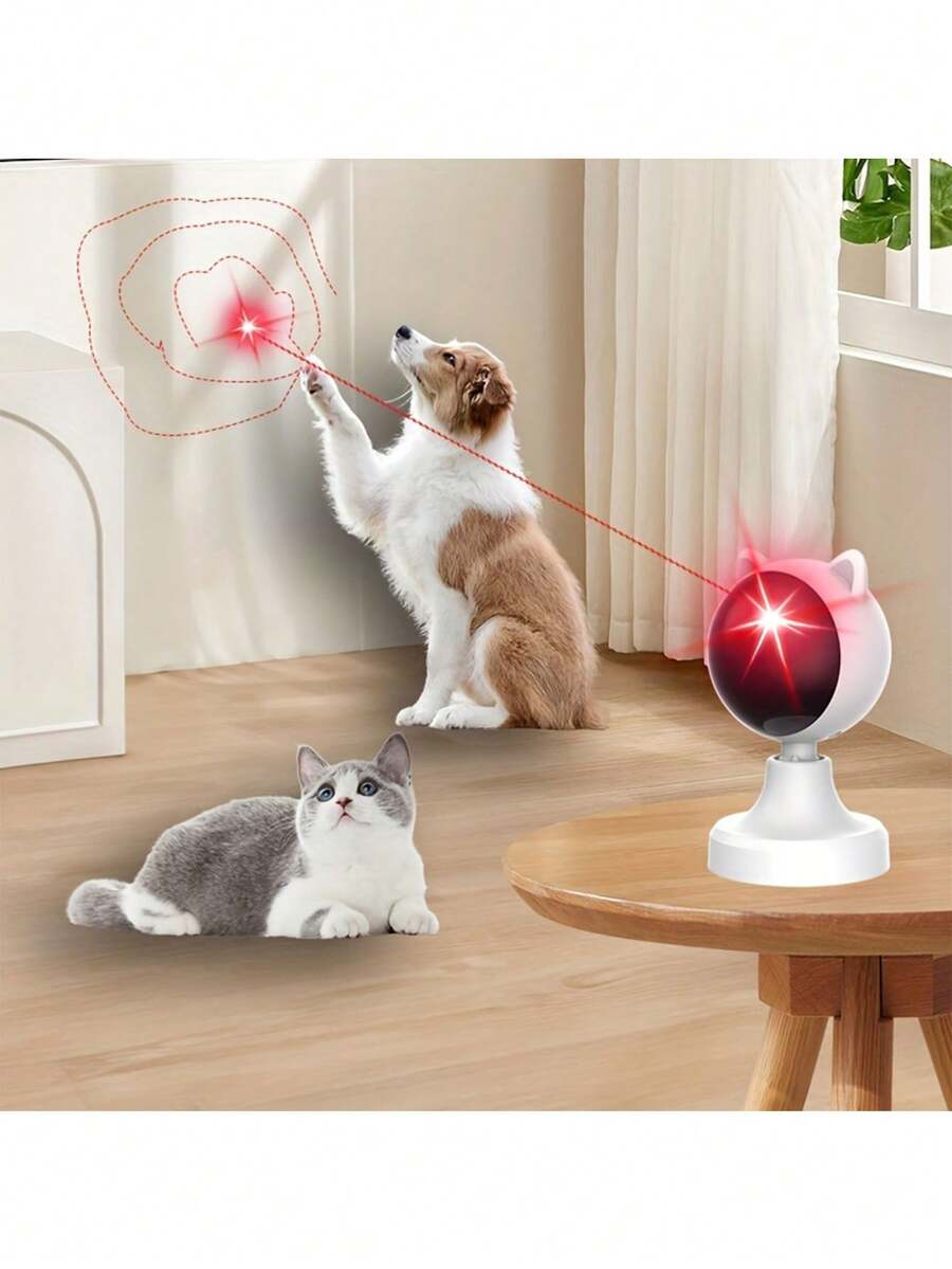 Juguete láser automático LED para gatos, forma de gatito, puntero láser rojo, juguete interactivo para gatos, adecuado para mascotas - recargable por USB