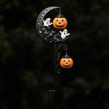 2D Acrylic Halloween Garden Stakes Decor, Bat, Ghost, Pumpkin, Moon Shapes, Outdoor Yard Lawn Ground Stakes Decoration, Vintage Crescent Moon Ornament, Spooky Entrance Sculpture, Halloween Party Yard Decoration, Halloween Patio Decoration, For Decorative Use Only, No Lights - A - View 6
