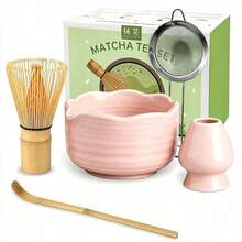 Bộ 1/5 món pha trà Matcha nung lò kiểu Nhật, gồm bát Matcha, chổi đánh trà, cốc Matcha, thìa xúc trà, thìa trà, dụng cụ pha trà Matcha đầy đủ, dụng cụ làm đồ tráng miệng và đồ uống, hộp quà phong cách Nhật Bản. Bộ chổi đánh trà Zhenzhi, quà tặng lễ hội độc quyền cho người yêu Matcha - Nhiều màu - Xem 4